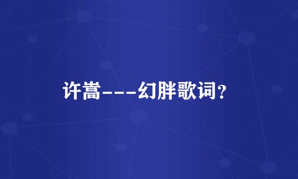 许嵩---幻胖歌词？