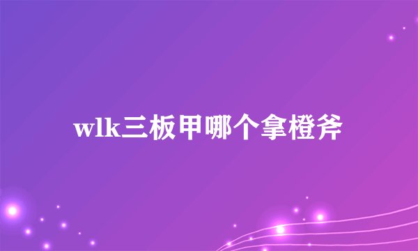 wlk三板甲哪个拿橙斧