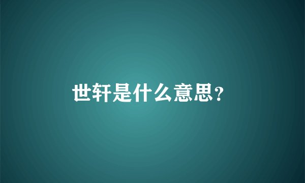 世轩是什么意思？