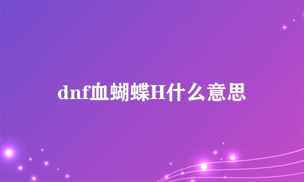 dnf血蝴蝶H什么意思