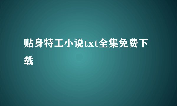 贴身特工小说txt全集免费下载