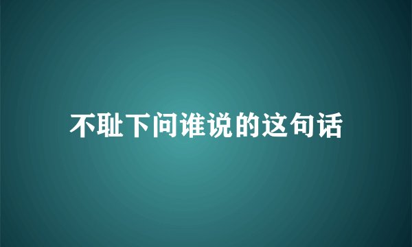不耻下问谁说的这句话