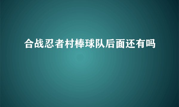 合战忍者村棒球队后面还有吗