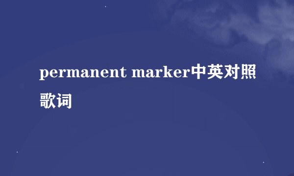 permanent marker中英对照歌词