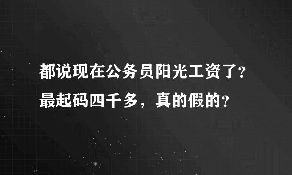 都说现在公务员阳光工资了？最起码四千多，真的假的？