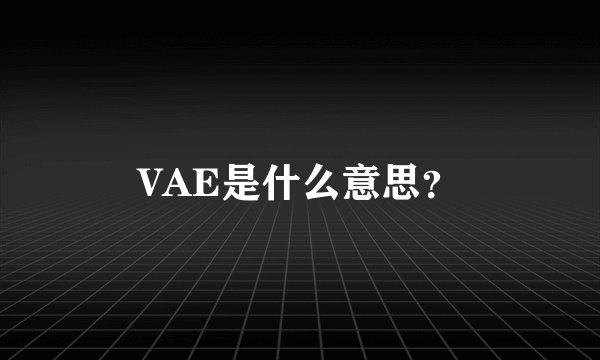 VAE是什么意思？