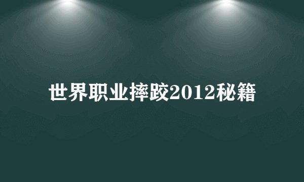 世界职业摔跤2012秘籍