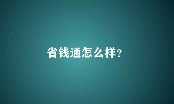 省钱通怎么样？