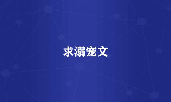 求溺宠文