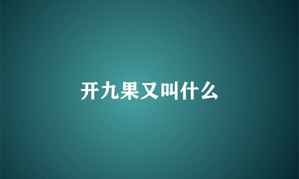 开九果又叫什么