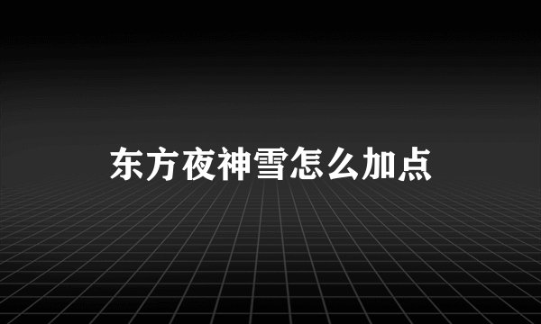 东方夜神雪怎么加点