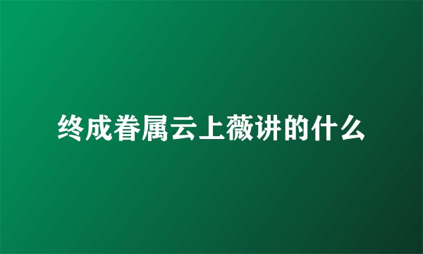 终成眷属云上薇讲的什么
