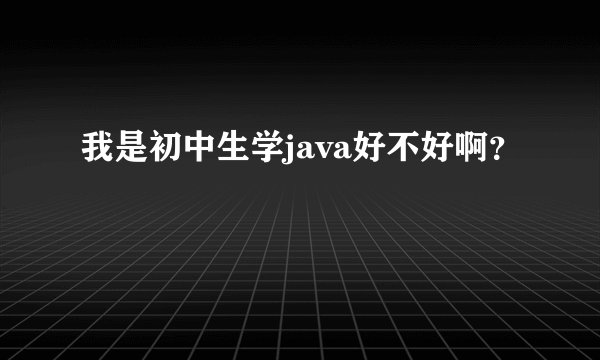 我是初中生学java好不好啊？