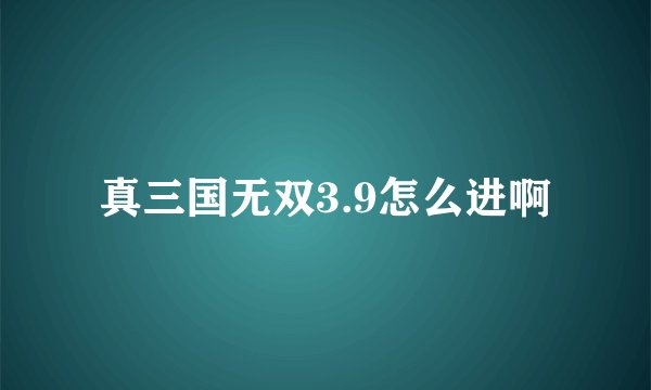 真三国无双3.9怎么进啊