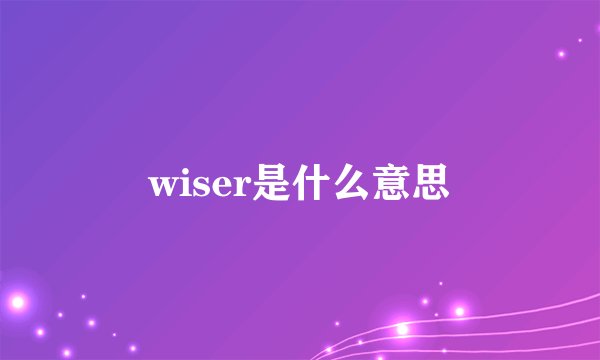 wiser是什么意思