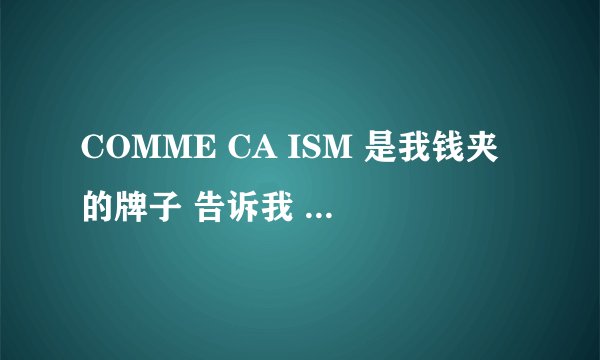 COMME CA ISM 是我钱夹的牌子 告诉我 中文是什么意思<谢谢>