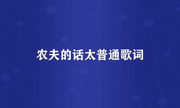 农夫的话太普通歌词