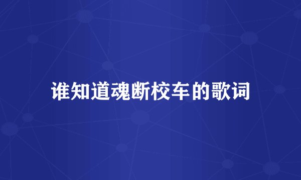谁知道魂断校车的歌词