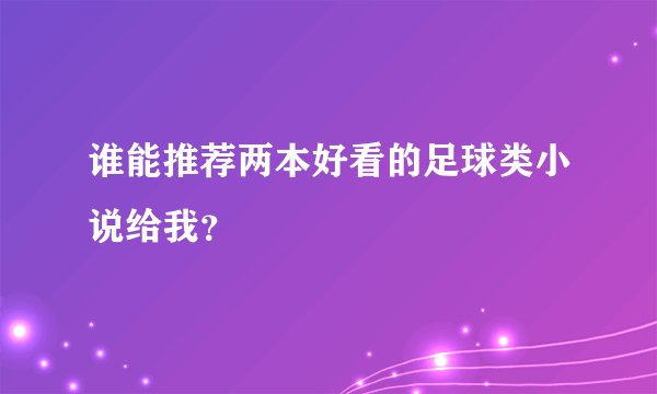 谁能推荐两本好看的足球类小说给我？
