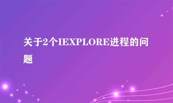 关于2个IEXPLORE进程的问题