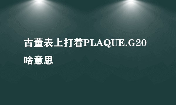 古董表上打着PLAQUE.G20啥意思