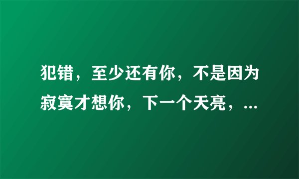 犯错，至少还有你，不是因为寂寞才想你，下一个天亮，你不像她，繁星的歌词