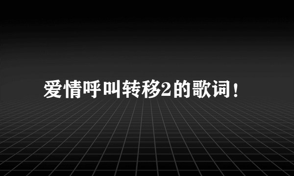 爱情呼叫转移2的歌词！