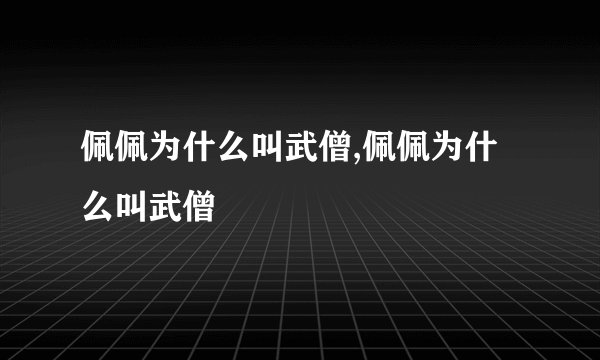 佩佩为什么叫武僧,佩佩为什么叫武僧