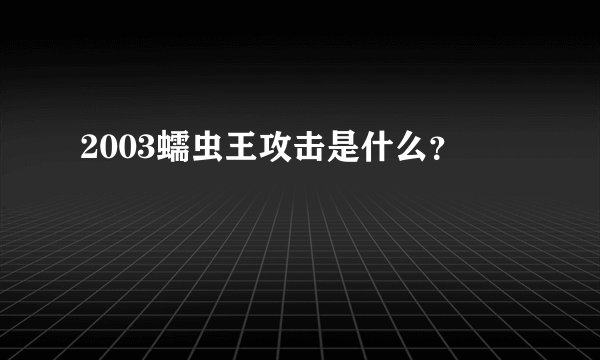 2003蠕虫王攻击是什么？