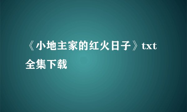 《小地主家的红火日子》txt全集下载