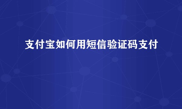 支付宝如何用短信验证码支付