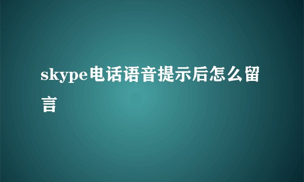 skype电话语音提示后怎么留言
