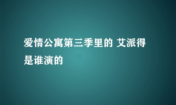 爱情公寓第三季里的 艾派得 是谁演的