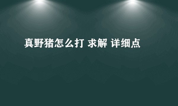 真野猪怎么打 求解 详细点