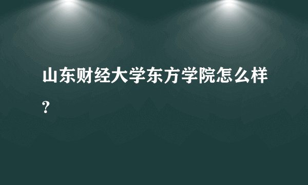 山东财经大学东方学院怎么样？