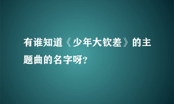 有谁知道《少年大钦差》的主题曲的名字呀？
