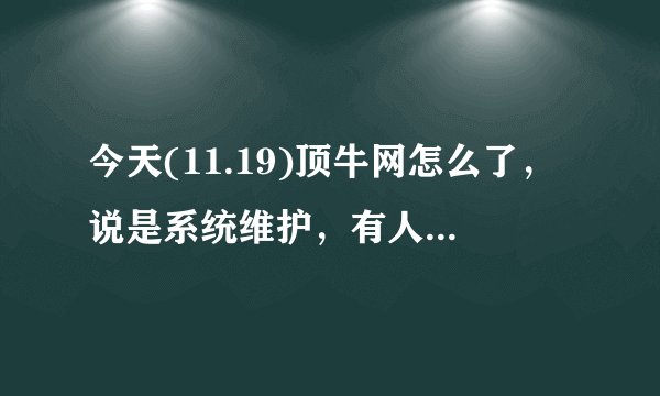 今天(11.19)顶牛网怎么了，说是系统维护，有人知道是怎么回事吗