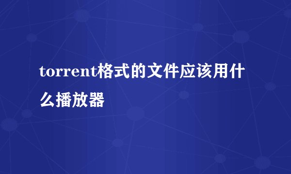torrent格式的文件应该用什么播放器