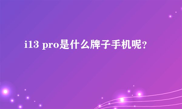 i13 pro是什么牌子手机呢？