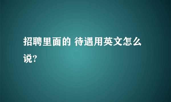 招聘里面的 待遇用英文怎么说?