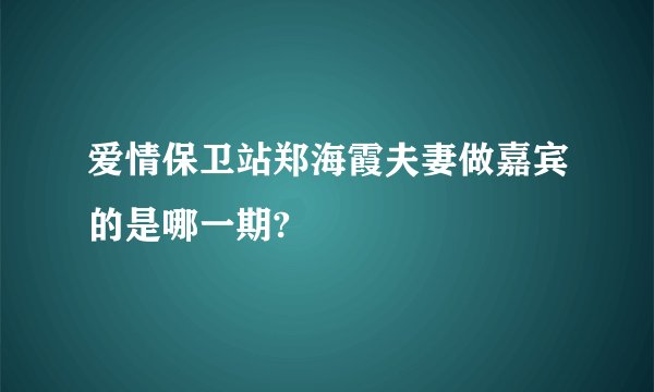 爱情保卫站郑海霞夫妻做嘉宾的是哪一期?