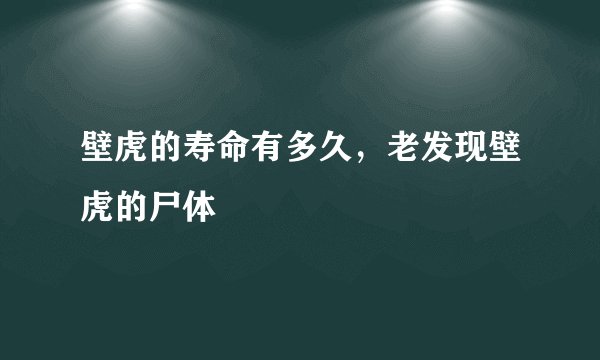 壁虎的寿命有多久，老发现壁虎的尸体