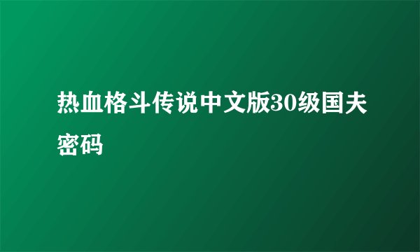 热血格斗传说中文版30级国夫密码