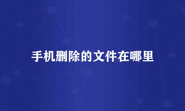 手机删除的文件在哪里