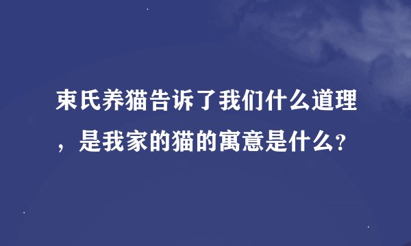 束氏养猫告诉了我们什么道理，是我家的猫的寓意是什么？😳