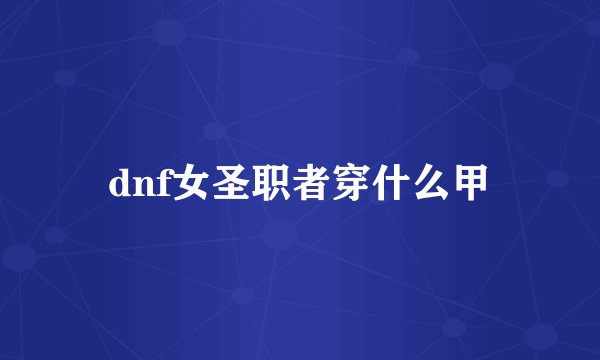 dnf女圣职者穿什么甲