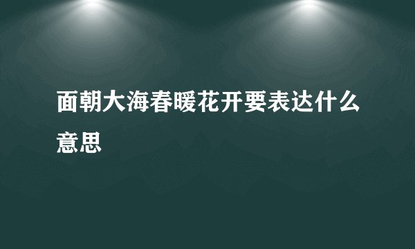 面朝大海春暖花开要表达什么意思