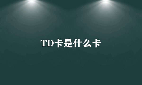 TD卡是什么卡