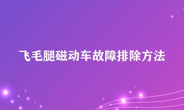 飞毛腿磁动车故障排除方法