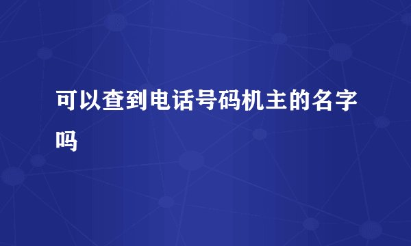 可以查到电话号码机主的名字吗